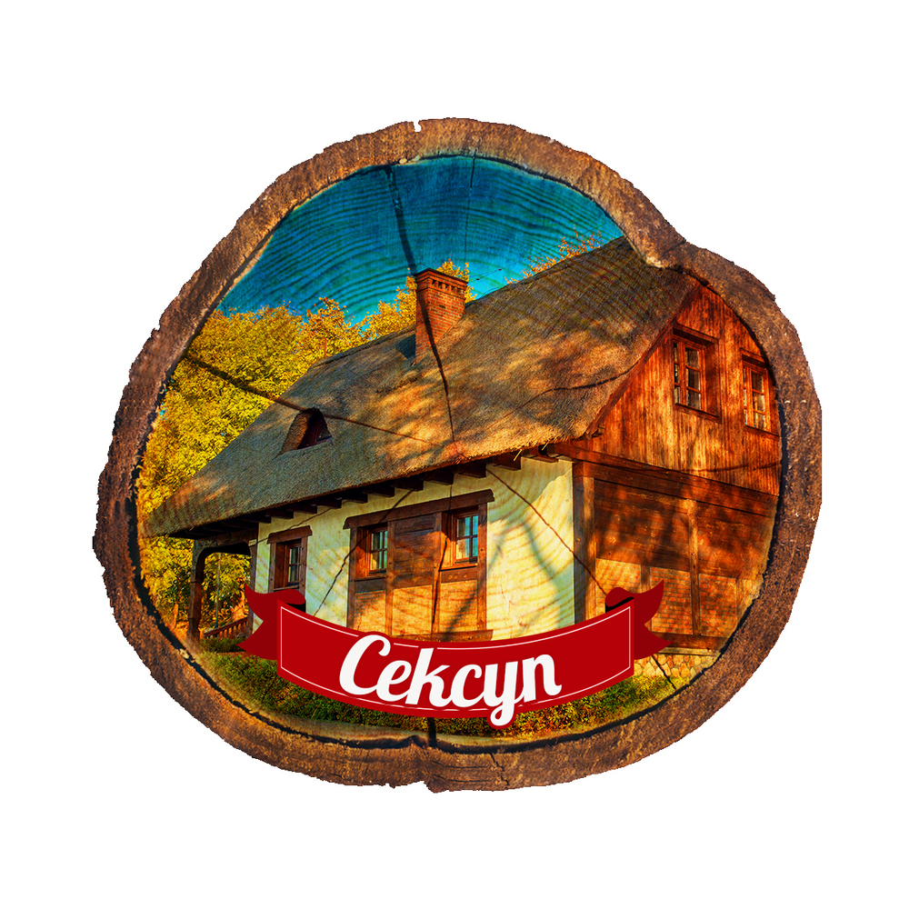 Magnes drewniany pieniek Cekcyn