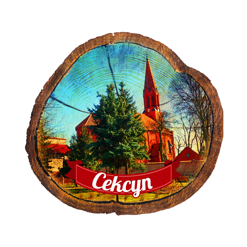 Magnes drewniany pieniek Cekcyn