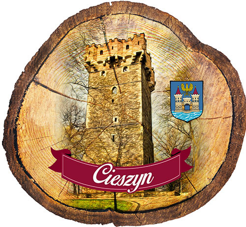 Magnes drewniany pieniek Cieszyn