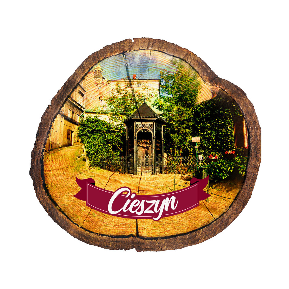 Magnes drewniany pieniek Cieszyn