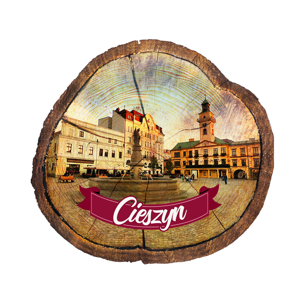Magnes drewniany pieniek Cieszyn