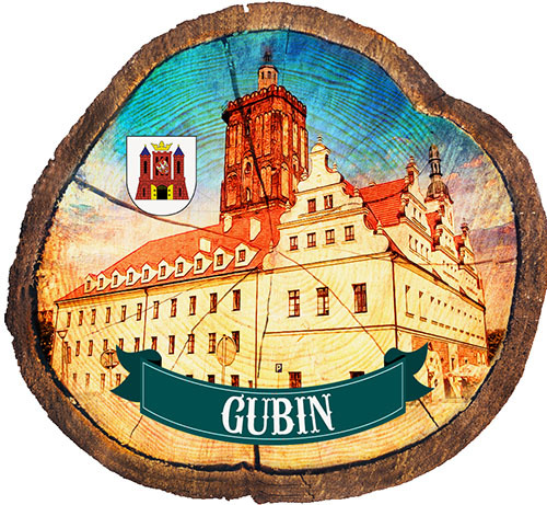 Magnes drewniany pieniek Gubin