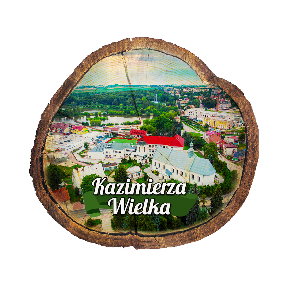 Magnes drewniany pieniek Kazimierza Wielka
