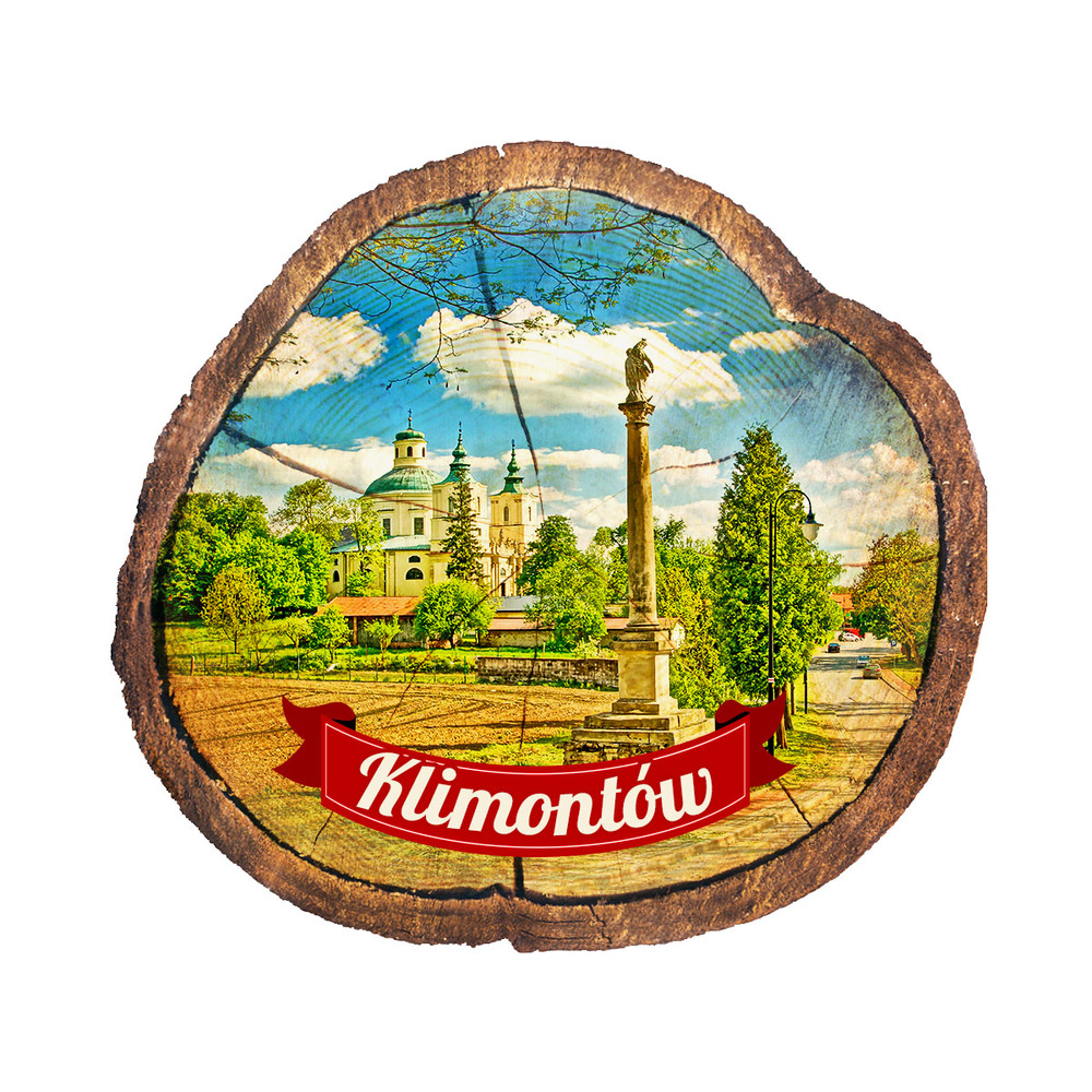 Magnes drewniany pieniek Klimontów