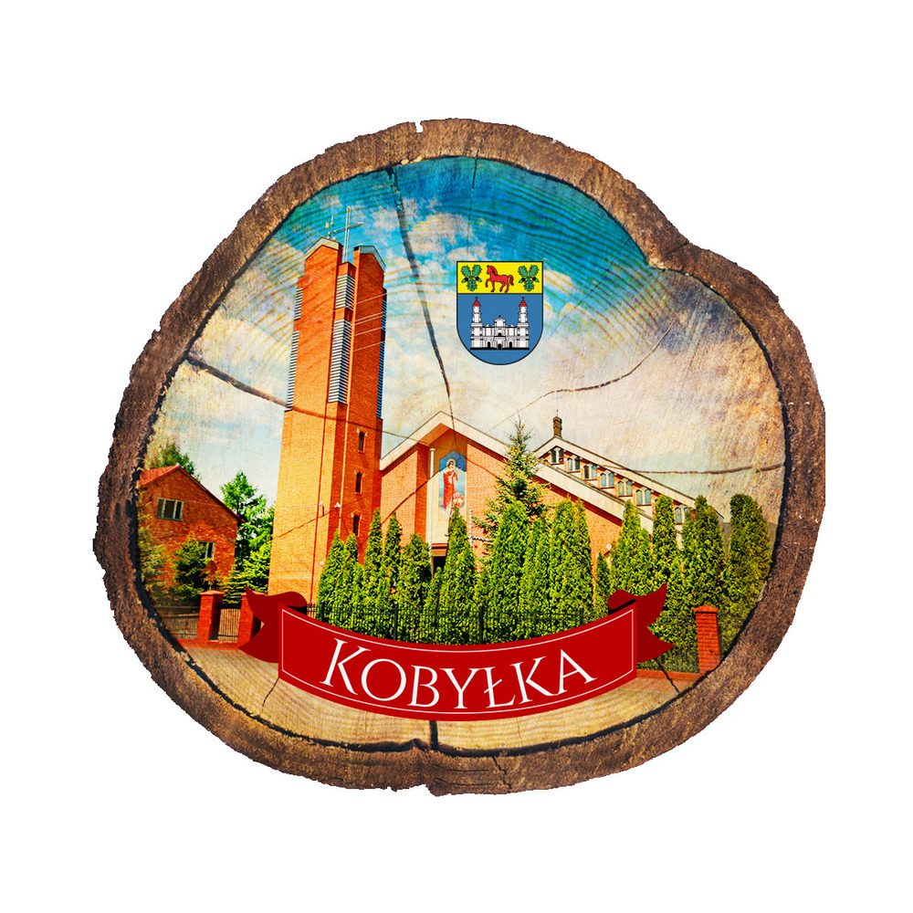 Magnes drewniany pieniek Kobyłka