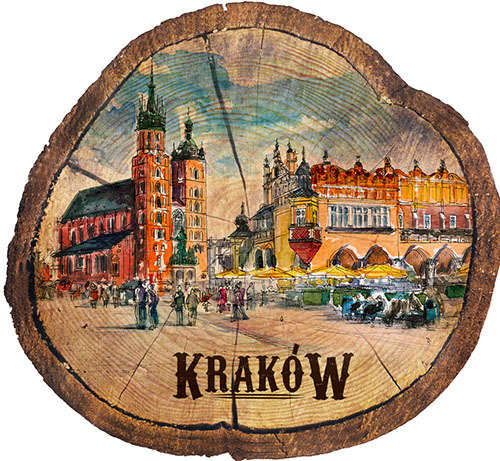 Magnes drewniany pieniek Kraków