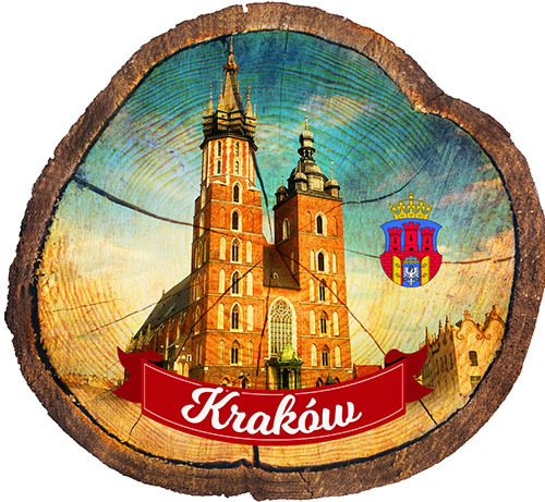 Magnes drewniany pieniek Kraków