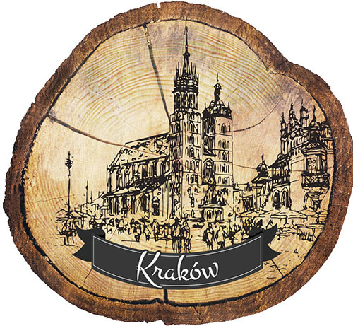 Magnes drewniany pieniek Kraków
