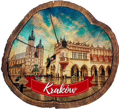 Magnes drewniany pieniek Kraków