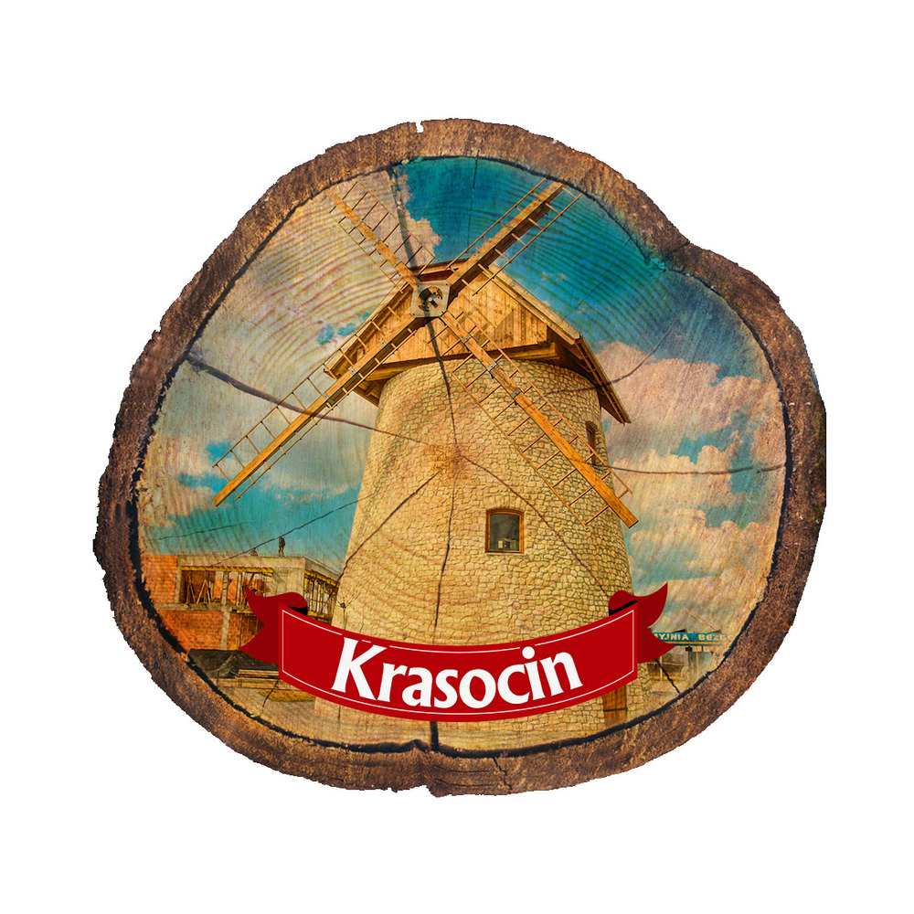 Magnes drewniany pieniek Krasocin