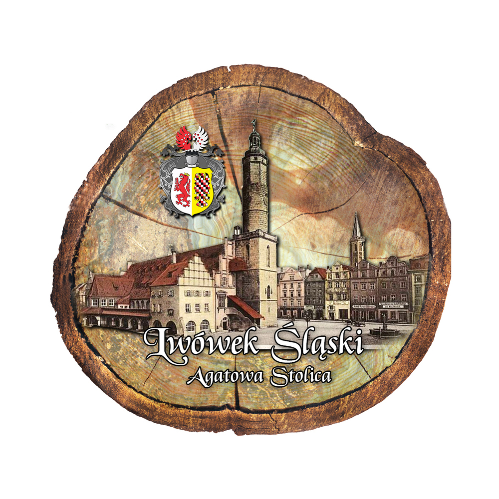 Magnes drewniany pieniek Lwówek