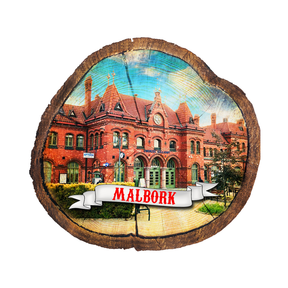 Magnes drewniany pieniek Malbork