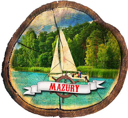 Magnes drewniany pieniek Mazury