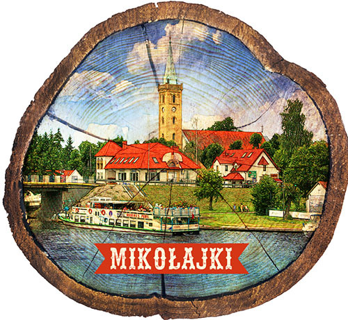 Magnes drewniany pieniek Mikołajki