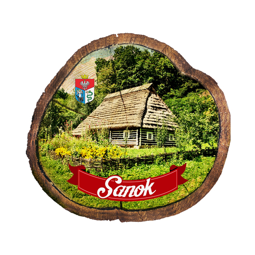 Magnes drewniany pieniek Sanok