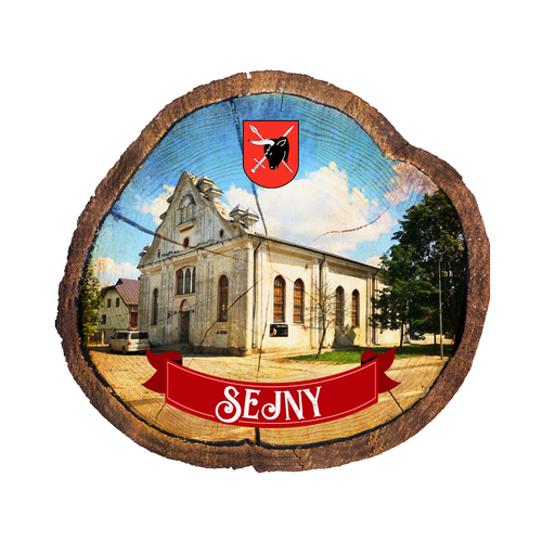 Magnes drewniany pieniek Sejny