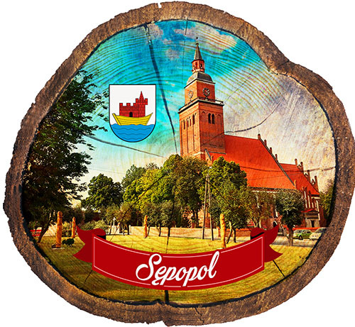 Magnes drewniany pieniek Sępopol
