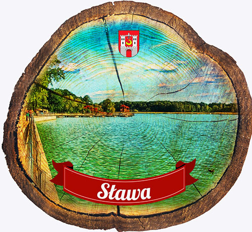 Magnes drewniany pieniek Sława