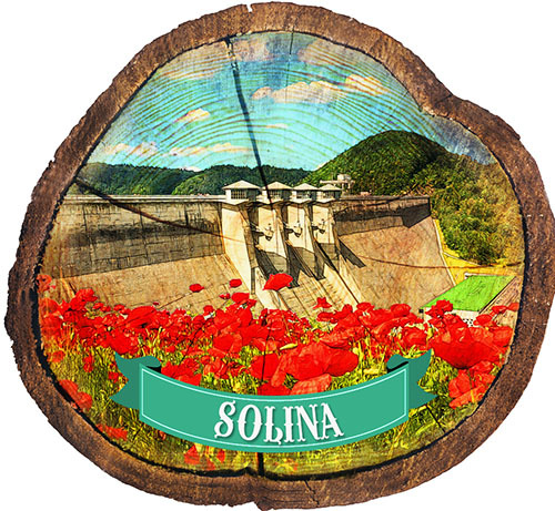 Magnes drewniany pieniek Solina