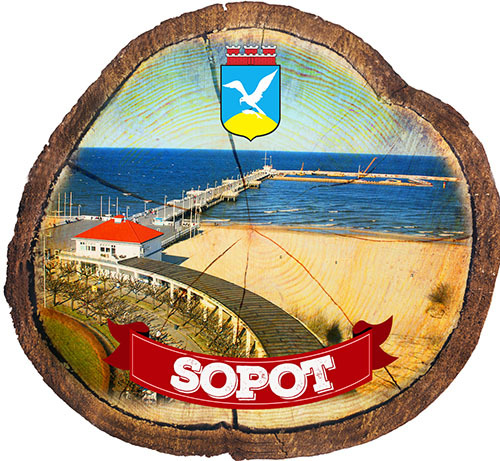 Magnes drewniany pieniek Sopot