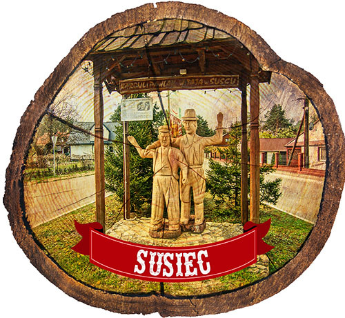 Magnes drewniany pieniek Susiec