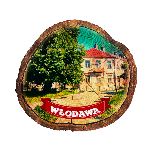 Magnes drewniany pieniek Włodawa