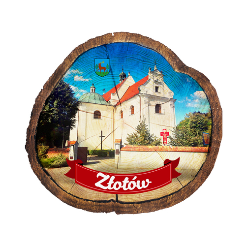 Magnes drewniany pieniek Złotów
