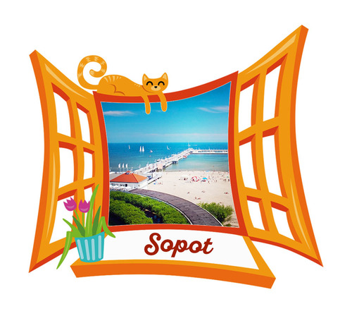Polyresinowy magnes Okno Sopot