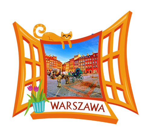 Polyresinowy magnes Okno Warszawa