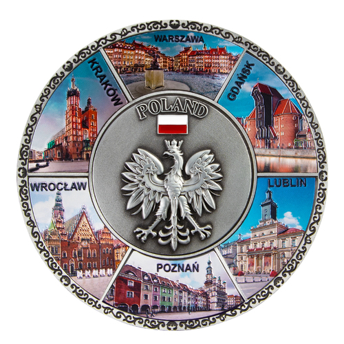 Metalowy talerzy ozdobny Polska