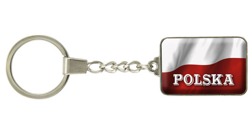 Brelok szklany prostokąt Polska