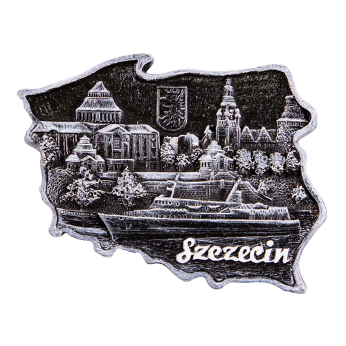 Magnes kontur Szczecin czarno-biały
