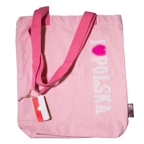 Torba materiałowa premium mała różowa I love PL B-Fashion
