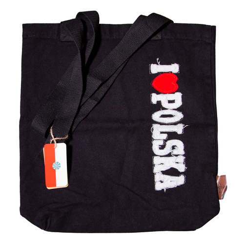 Torba materiałowa premium mała czarna I love PL B-Fashion