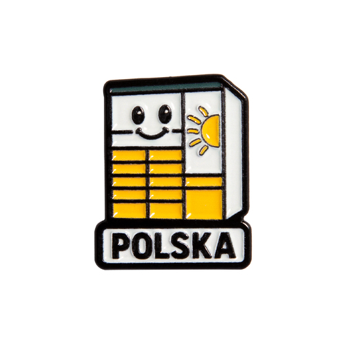 Metalowa przypinka automat paczkowy