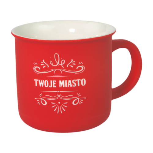 Kubek ceramiczny gumowany personalizowany czerwony