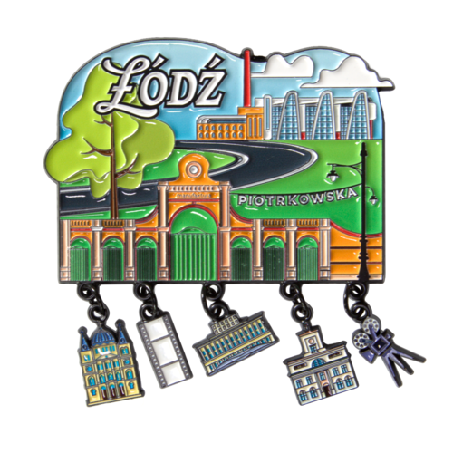 Metalowy magnes z zawieszkami Łódź