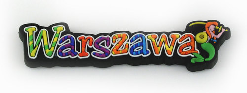 Magnes gumowy napis Warszawa