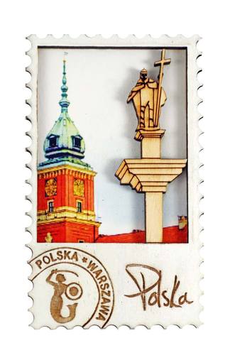 Magnes drewniany znaczek Warszawa Zamek