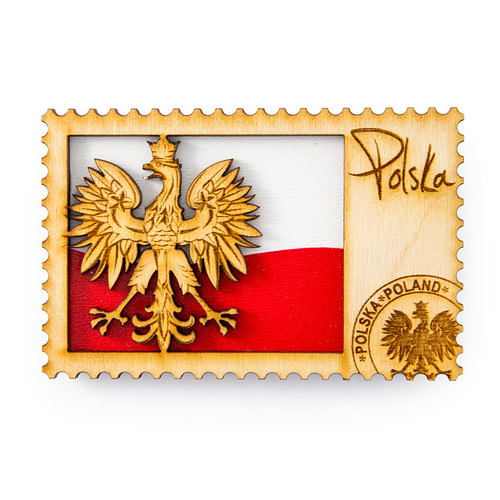 Magnes drewniany znaczek Polska Godło