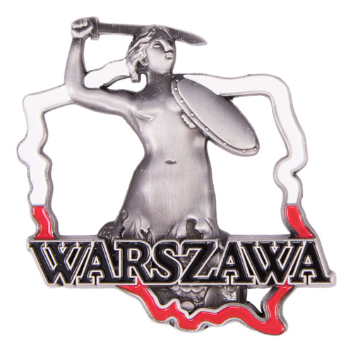 Magnes metalowy konturek Warszawa Syrenka