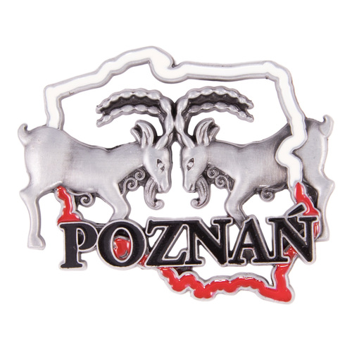 Magnes metalowy kontur Poznań Koziołki