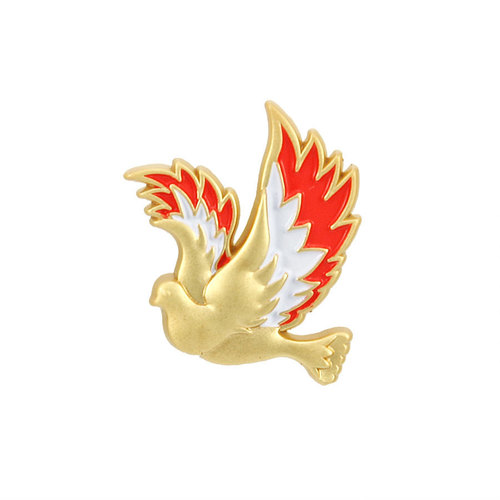 Metalowy pin gołąb, satyna