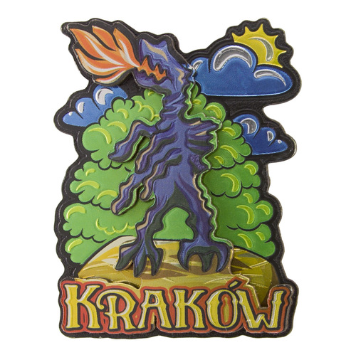 Magnes MDF metalizowany Kraków Smok Wawelski