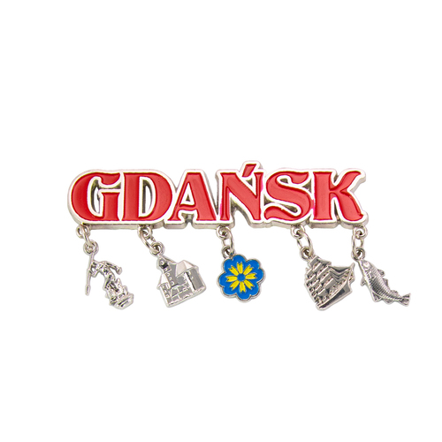 Magnes metalowy z zawieszkami Gdańsk