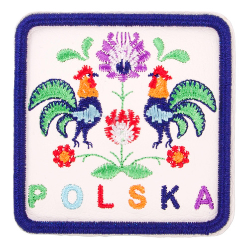 Magnes naprasowanka haft Polska folkowe koguciki