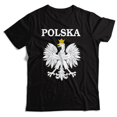 Koszulka czarna z orłem i napisem Polska (M)