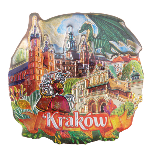 Magnes MDF metalizowany widok Kraków