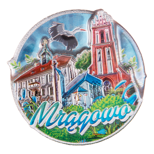 Magnes MDF metalizowany widok Mrągowo