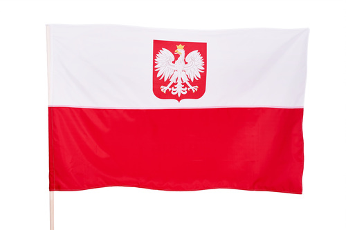 Flaga państwowa z godłem RP typ bandera duża
